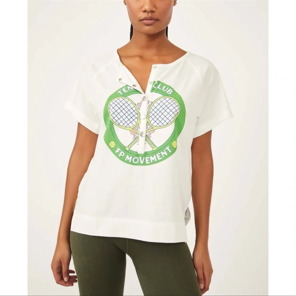 NWT Free People Inhale Henley Graphic Tee* - Picture 6 of 10